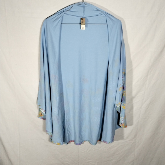 A Walk In The Park Blue Floral Open Front Kimono Cardigan Coastal Grandma Spring - Picture 5 of 9